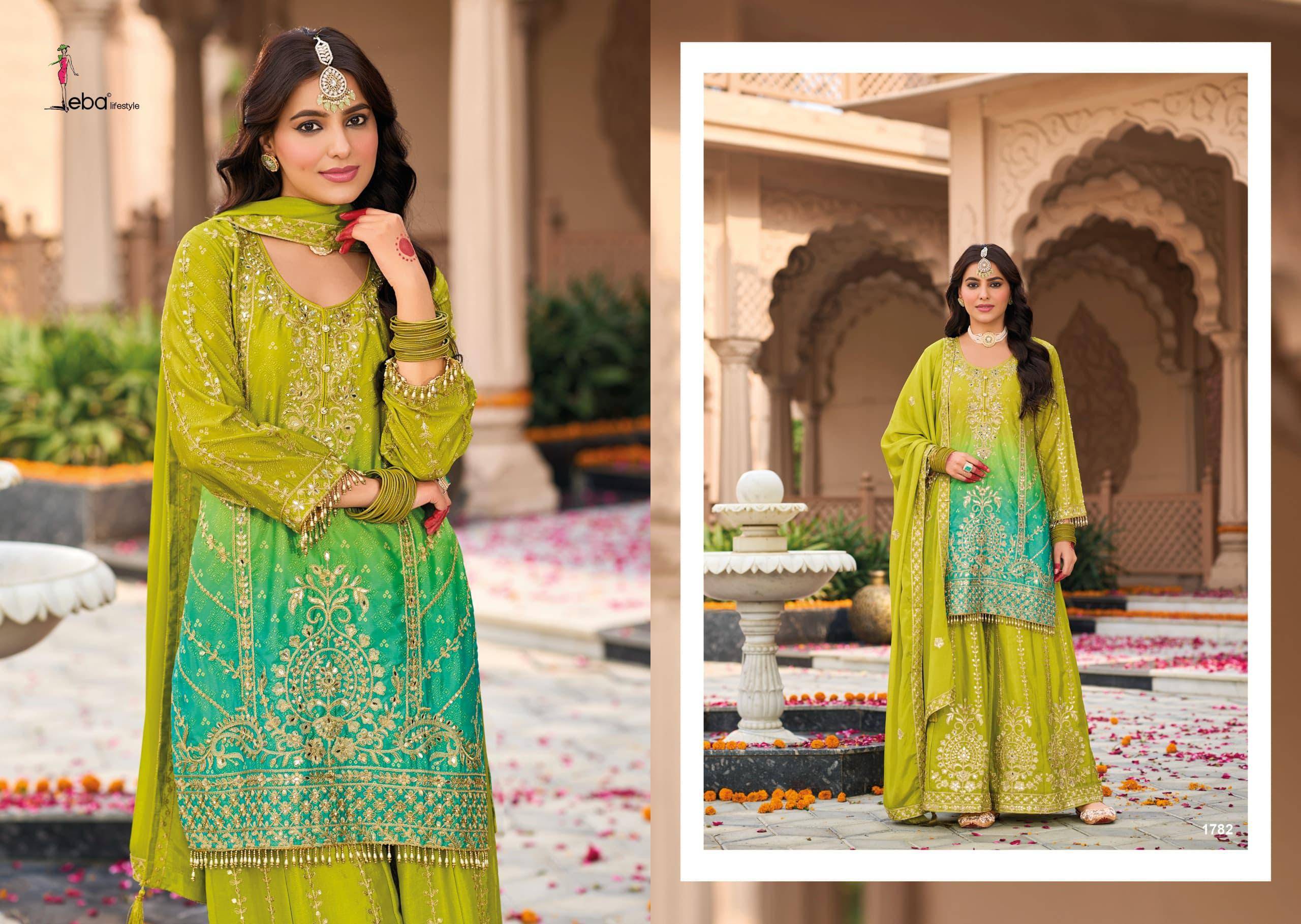RANGEEN HIT DESIGN By Eba Lifestyle 1782 To 1783 Series Ready To Wear Heavy soft organza readymade Dresses At Wholesale Price
